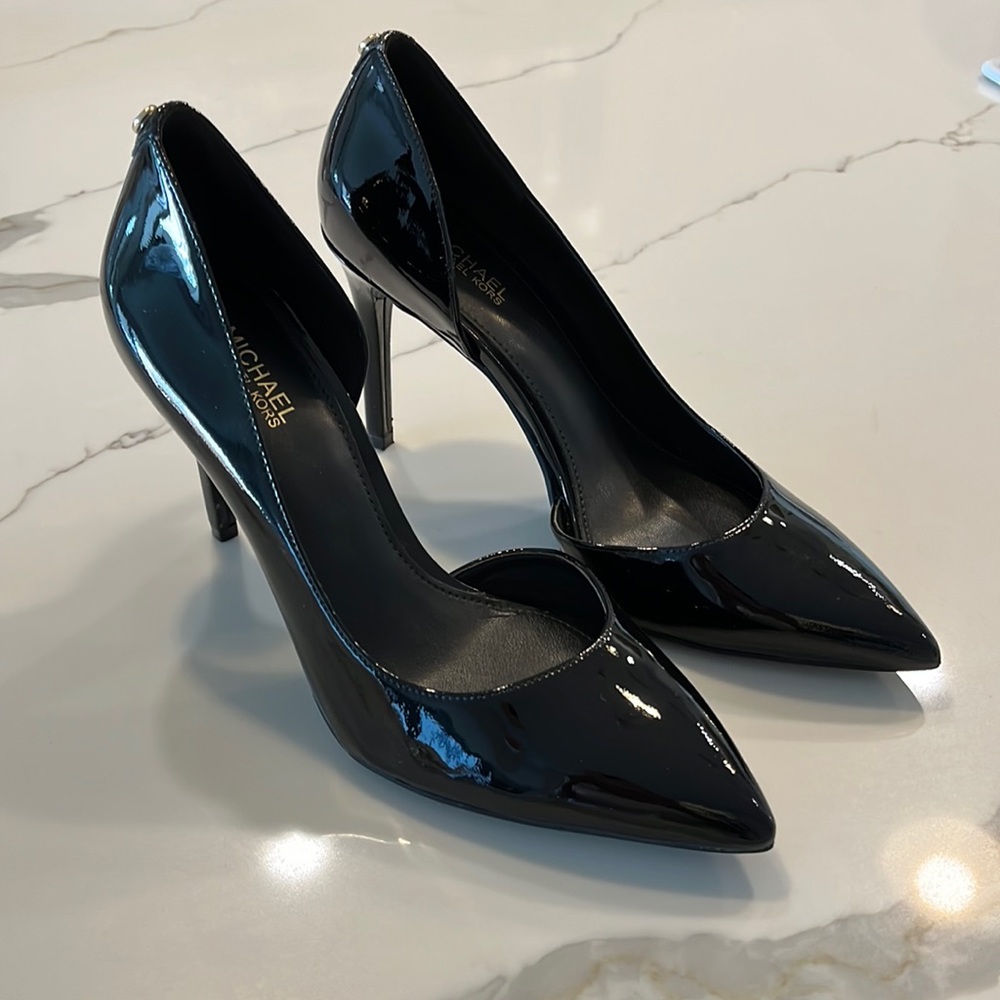 Black patent heels